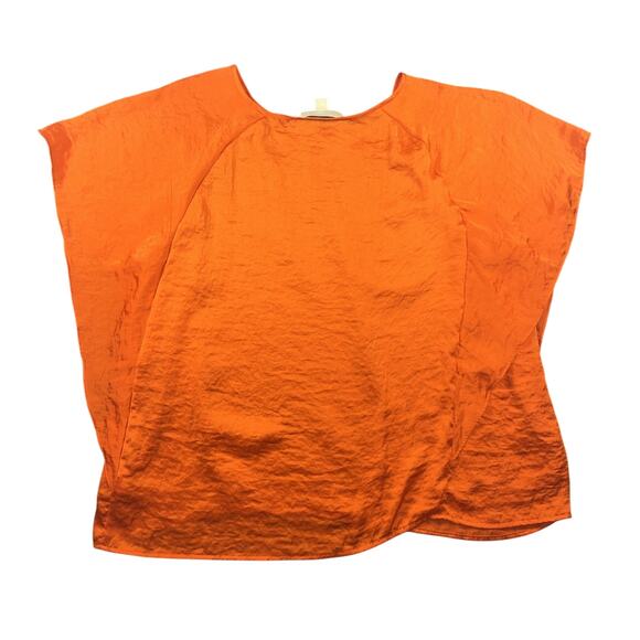 Michael Kors Women’s Red Orange Blouse Sz XL Flutter Blouse Silky Top Flowey - Picture 6 of 7